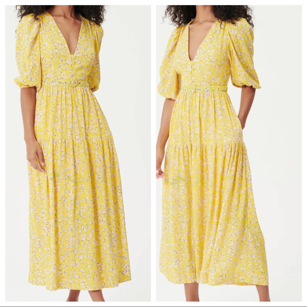 NICHOLAS Celie Belted‎ Printed Linen-Blend Midi Dress